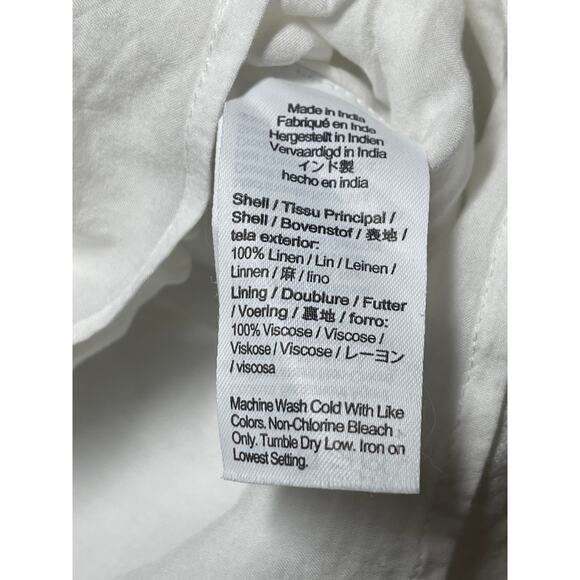 J.Crew 100% Linen Women's White Sleeveless Button Down Mini Shift Shirt Dress S - Picture 4 of 4